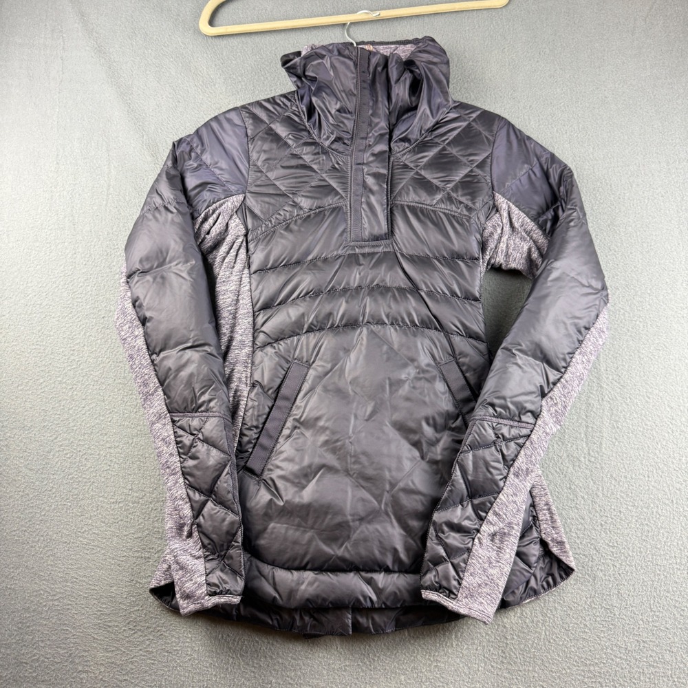 Lululemon Down for a Run Jacket Women's 2 Blue Quilted Puffer Pullover Mock Neck